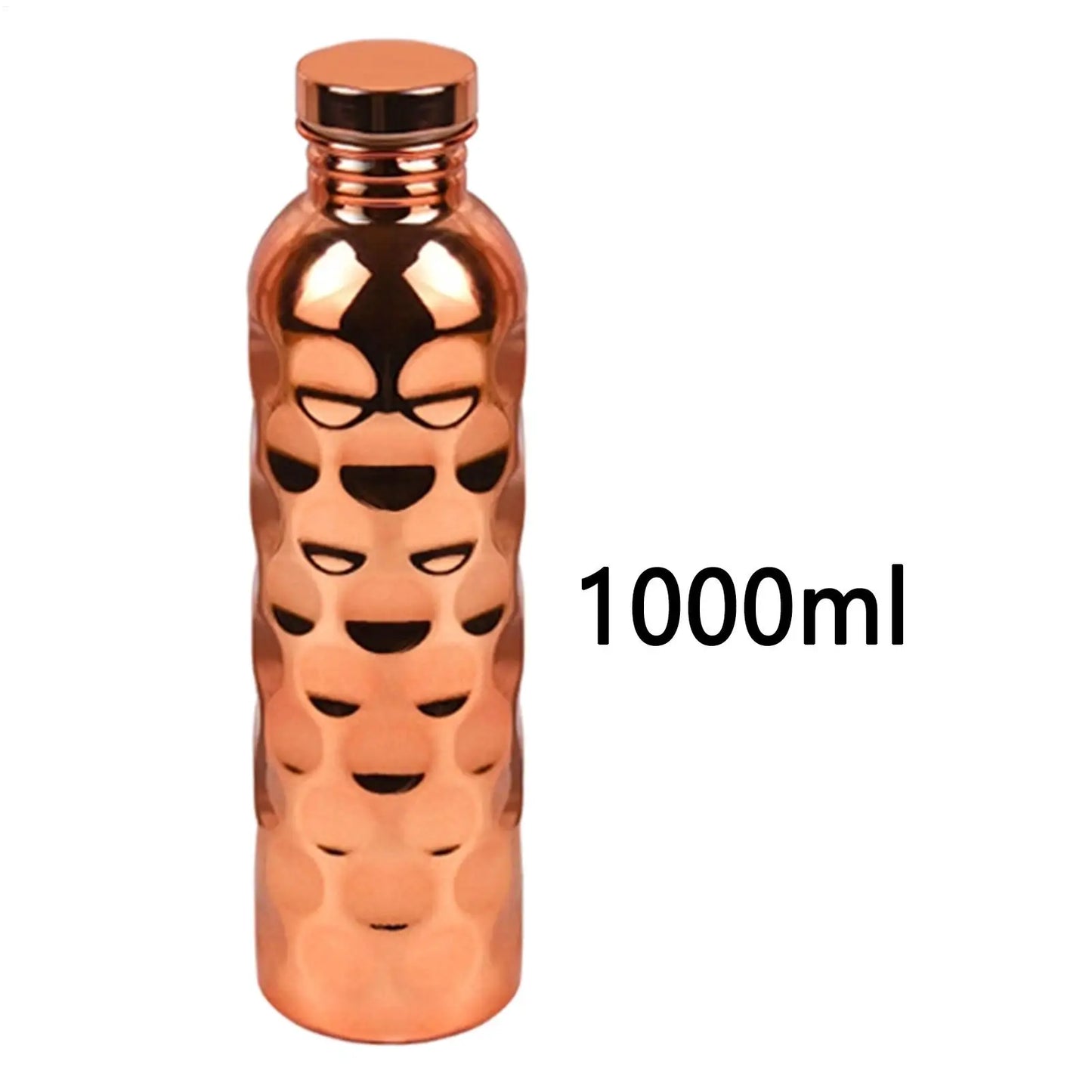 1000ml Copper Water Bottle | Hammer Pattern Leakproof Sports Jug