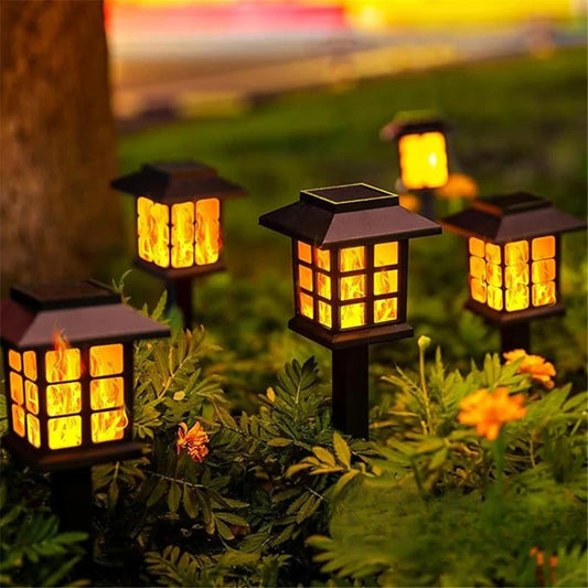 Solar Flame Torch Lights 10 LED Flickering Waterproof Garden Lamp