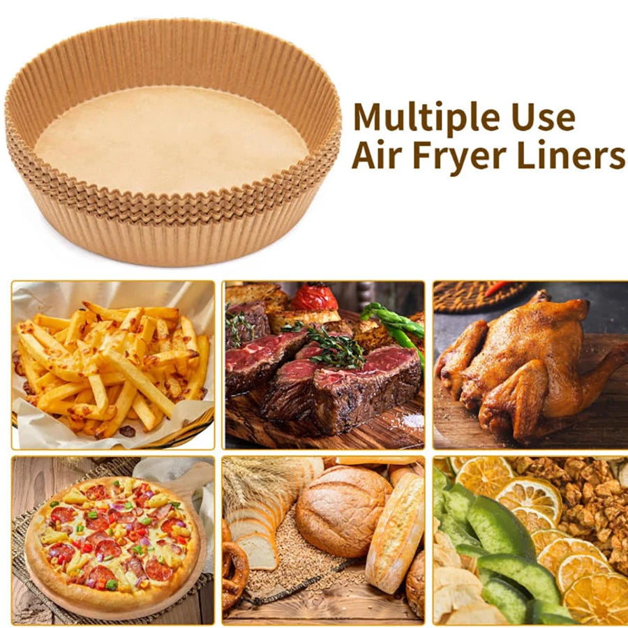 Air Fryer Liner Round Parchment Paper – 100 or 200 Pack 7.9" Unbleached Non-Stick Disposable Baking Liners