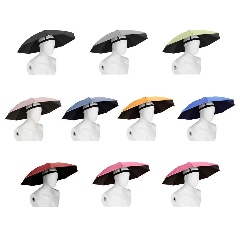 Portable Sunshade Head Umbrella Hat Windproof Elastic band Rain Gear Head Wearing Head Hats Peaceful Pleasures Health and Wellness