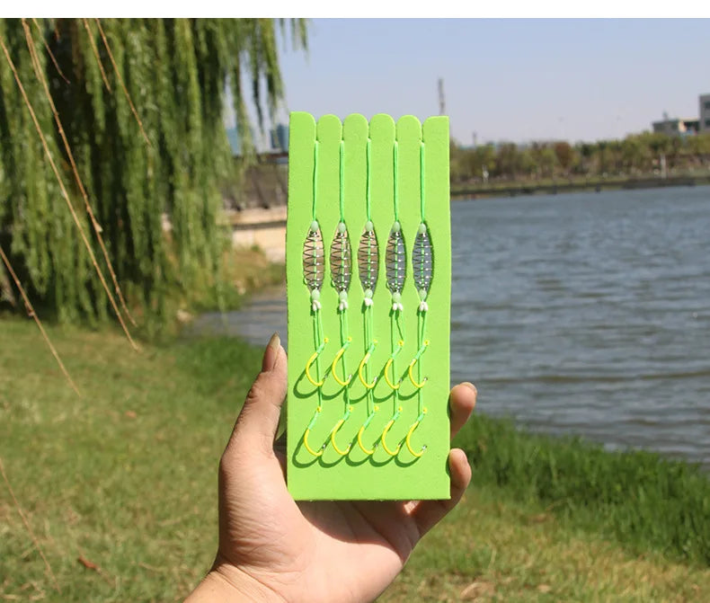 Fishing Hook Set 5pcs High Carbon Steel Spring Hook Barbed Fluorescent Green for Anglers Sharp Strong Fishhook Accessories Peaceful Pleasures Health and Wellness 5pcs 1set