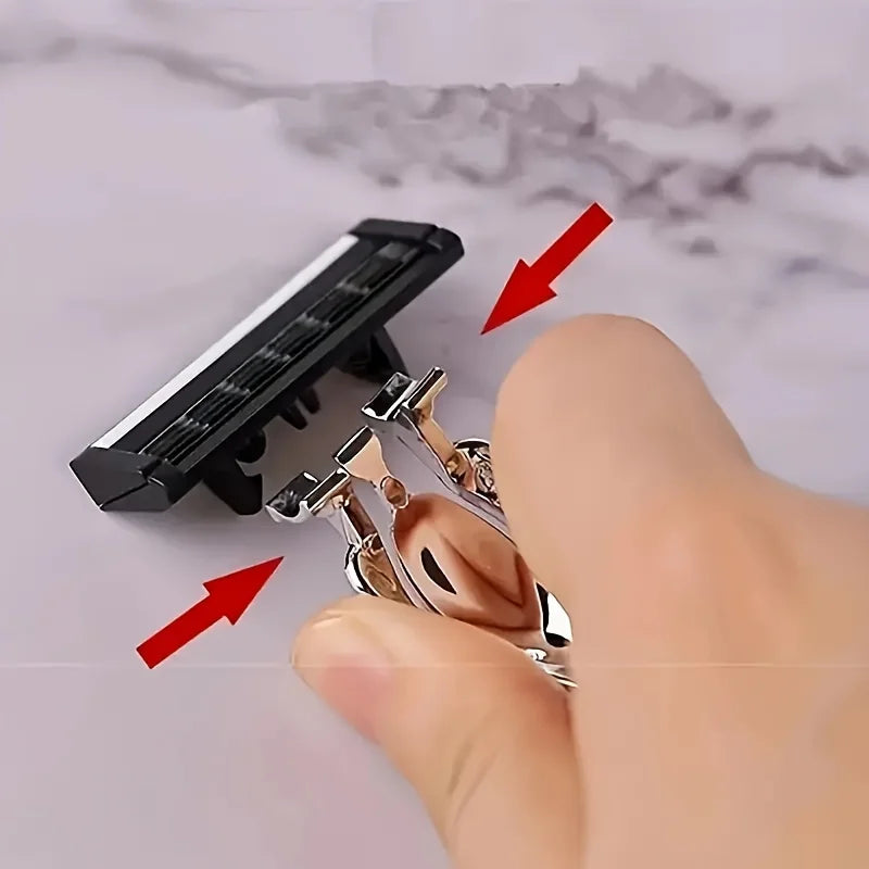 Manual Safety Razor – 1 Handle + 18 Blades | 6-Layer Steel