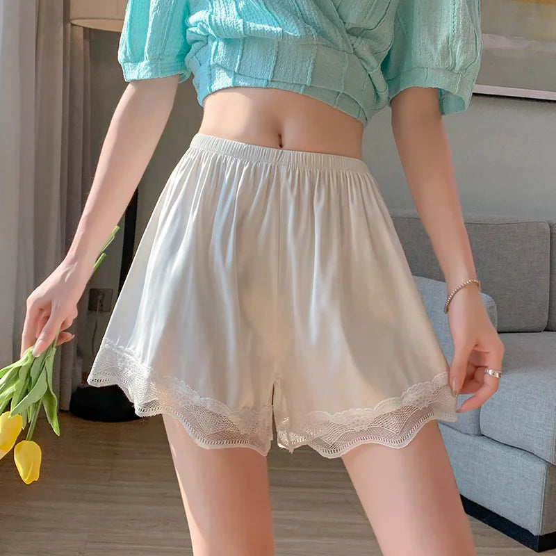 Women's Lace Trim Safety Shorts – Anti-Exposure Summer Lounge
