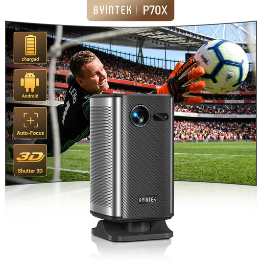 BYINTEK P70X Portable Mini Projector with Built-in Battery 4K Support 3D Wifi for Outdoor Movie Night Home Theater Projectors Peaceful Pleasures Health and Wellness P70X United States