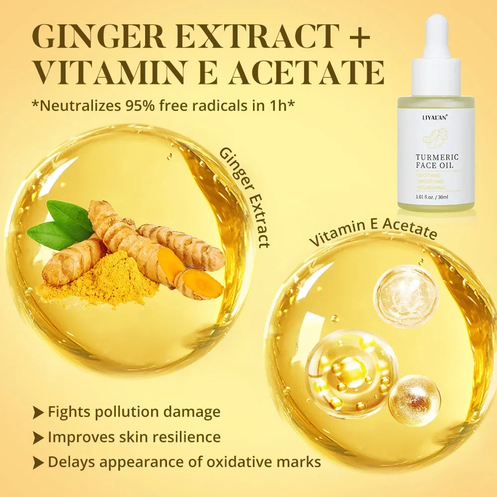 LIYALAN Turmeric Face Oil – Jojoba, Vitamin E & Ginger Glow Peaceful Pleasures Health and Wellness