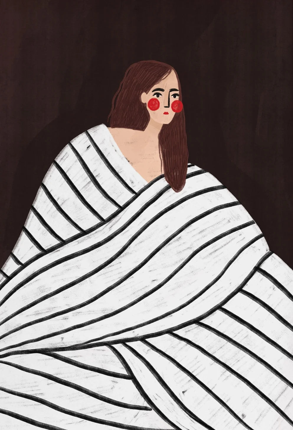 Minimalist Women Portrait Canvas Wall Art | Colorful Striped Girl