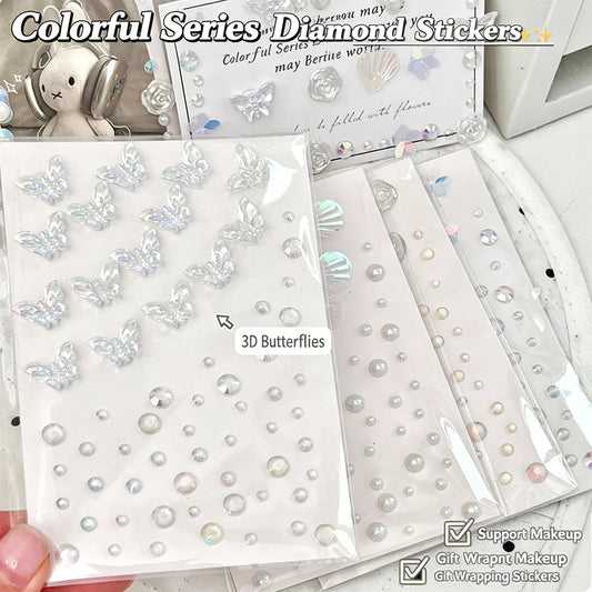 Colorful Series 3D Stickers Shiny Rhinestones Self-adhesive Peaceful Pleasures Health and Wellness