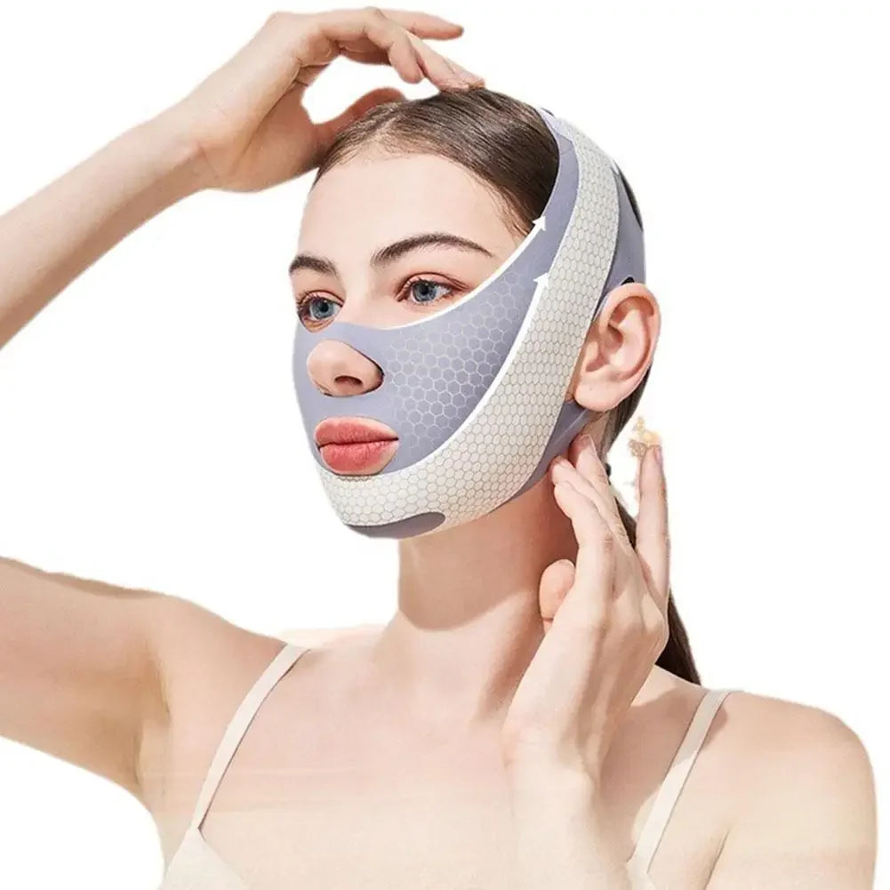 V-Face Chin Lifting Strap – Adjustable Jaw Slimming Mask Peaceful Pleasures Health and Wellness Grey