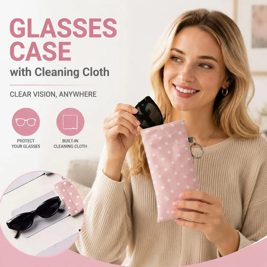 Polka Dot Glasses Case Soft Leather Sunglasses Pouches Keychain Hanging Bag Hanging Bag Eyewear Cases Bags With Cleaning Cloth Peaceful Pleasures Health and Wellness