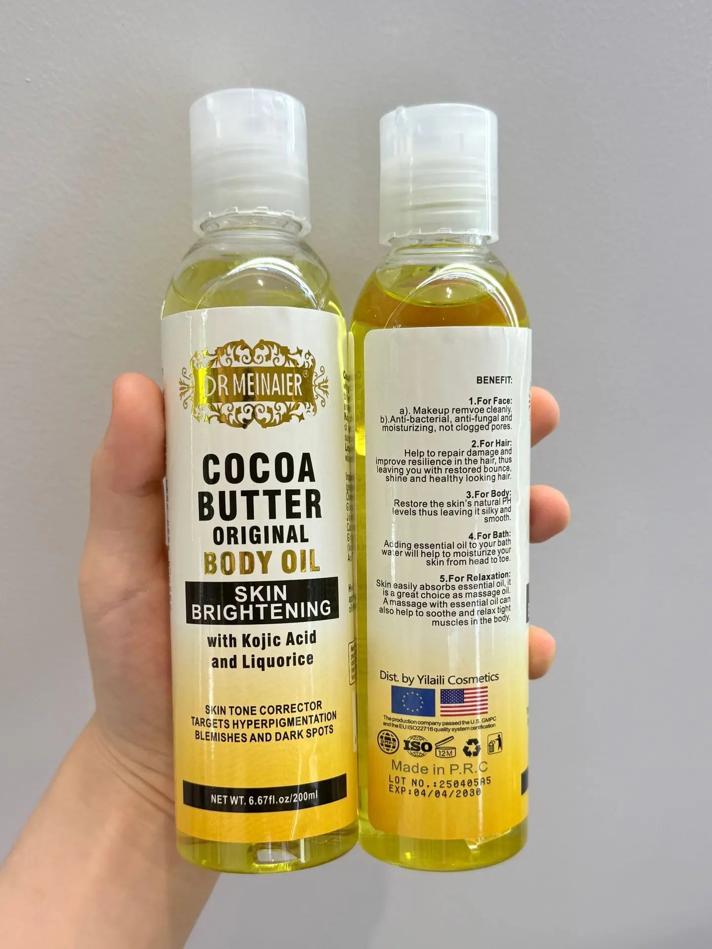 118ML Cocoa Butter Body OILlSkin care oil moisturizes and nourishes skin large capacity full body essential oil Peaceful Pleasures Health and Wellness 118mlx2 pieces
