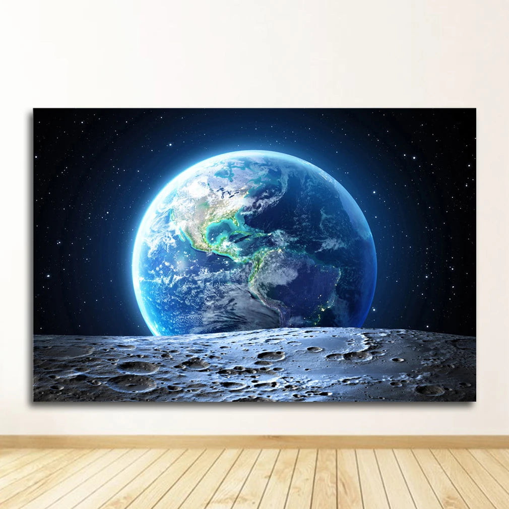 Space Galaxy Canvas Wall Art – Astronaut Planet Universe Poster