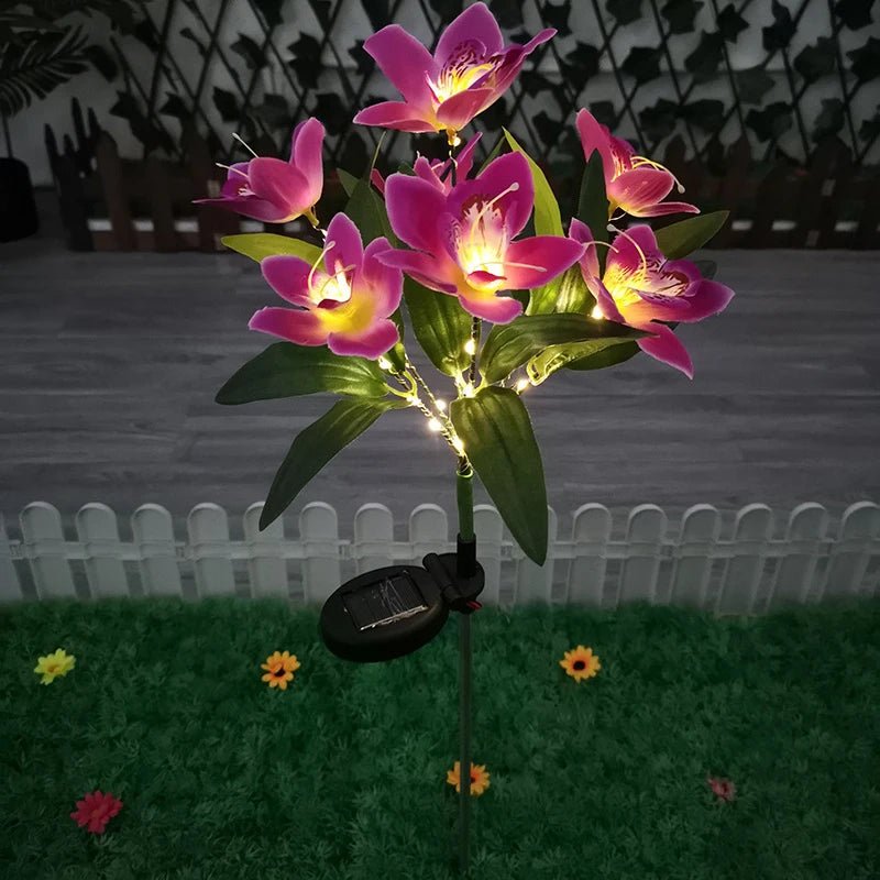 Solar Orchid LED Garden Stake Light | Waterproof Lawn Flower Lamp