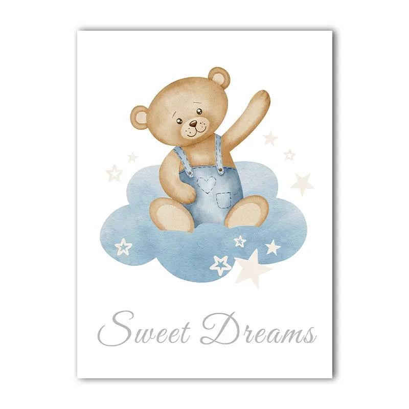 Teddy Bear Nursery Canvas Wall Art | Nordic Kids Room Print Canvas Wall Art Peaceful Pleasures Health and Wellness 02 20x25cm No Frame China Mainland