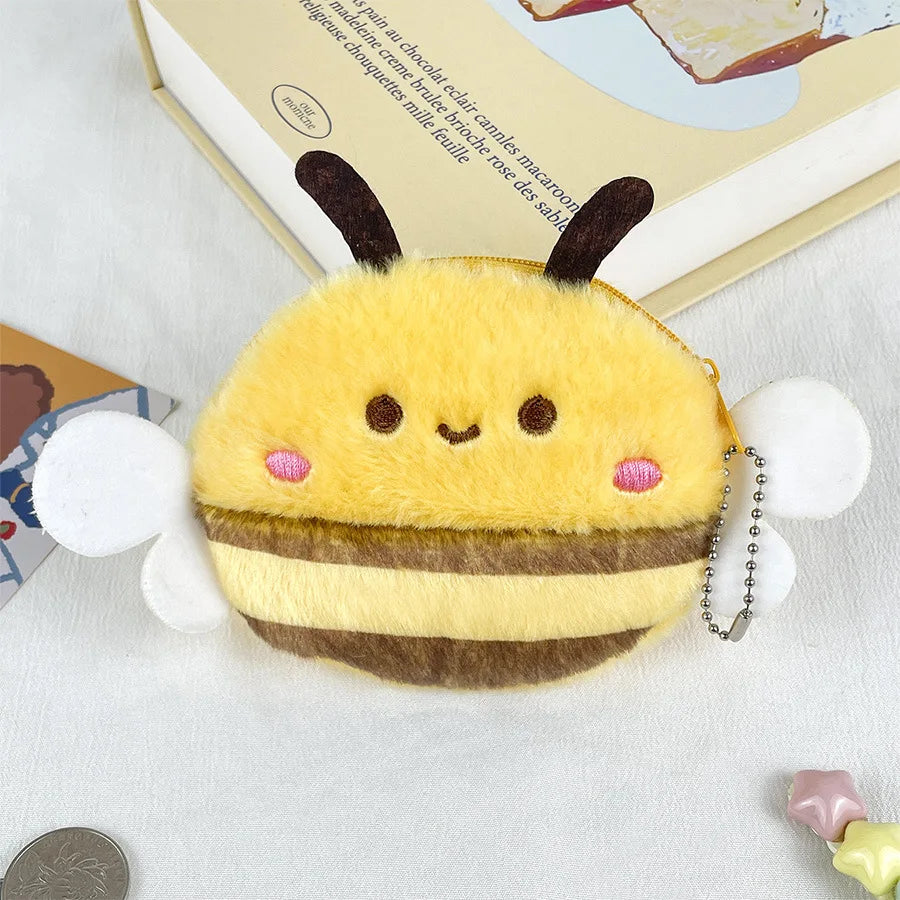Cute Bee Plush Coin Purse – Kids Cartoon Animal Money Bag Plush Coin Purse Peaceful Pleasures Health and Wellness Gold