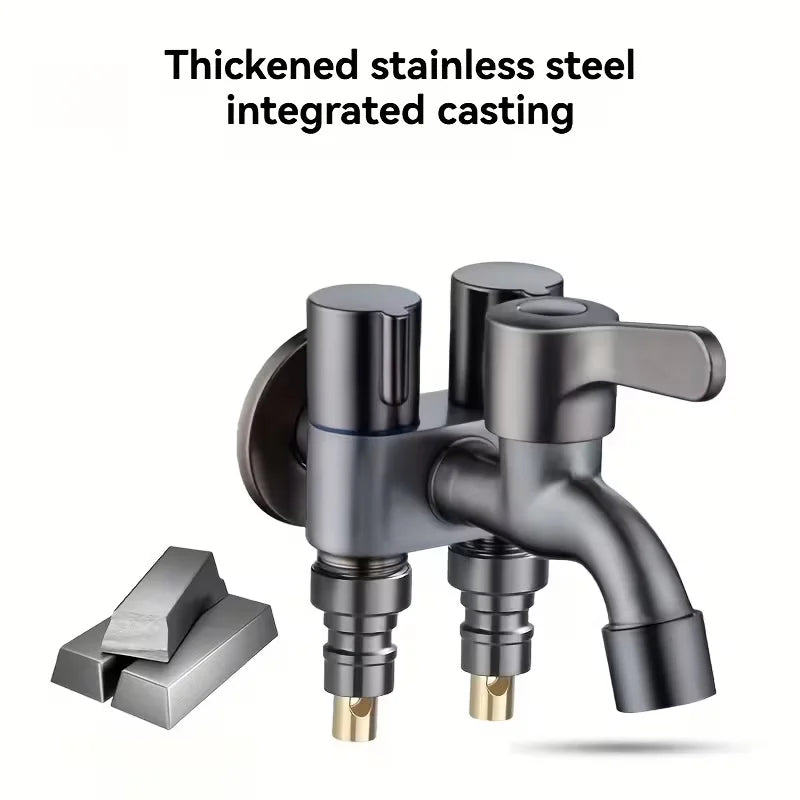 3-Way Angle Valve Faucet | Dual Outlet Single Handle Wall Tap