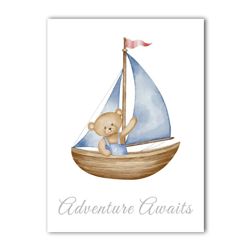 Teddy Bear Nursery Canvas Wall Art | Nordic Kids Room Print Canvas Wall Art Peaceful Pleasures Health and Wellness 03 15x20cm No Frame China Mainland