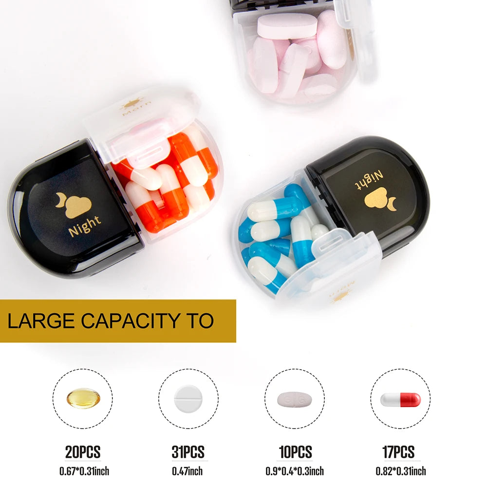 Extra Weekly Pill Organizer 2 Times a Day, Daily AM and PM Travel Pill Box Container Storage Box for Outdoor Travel Essentials Peaceful Pleasures Health and Wellness