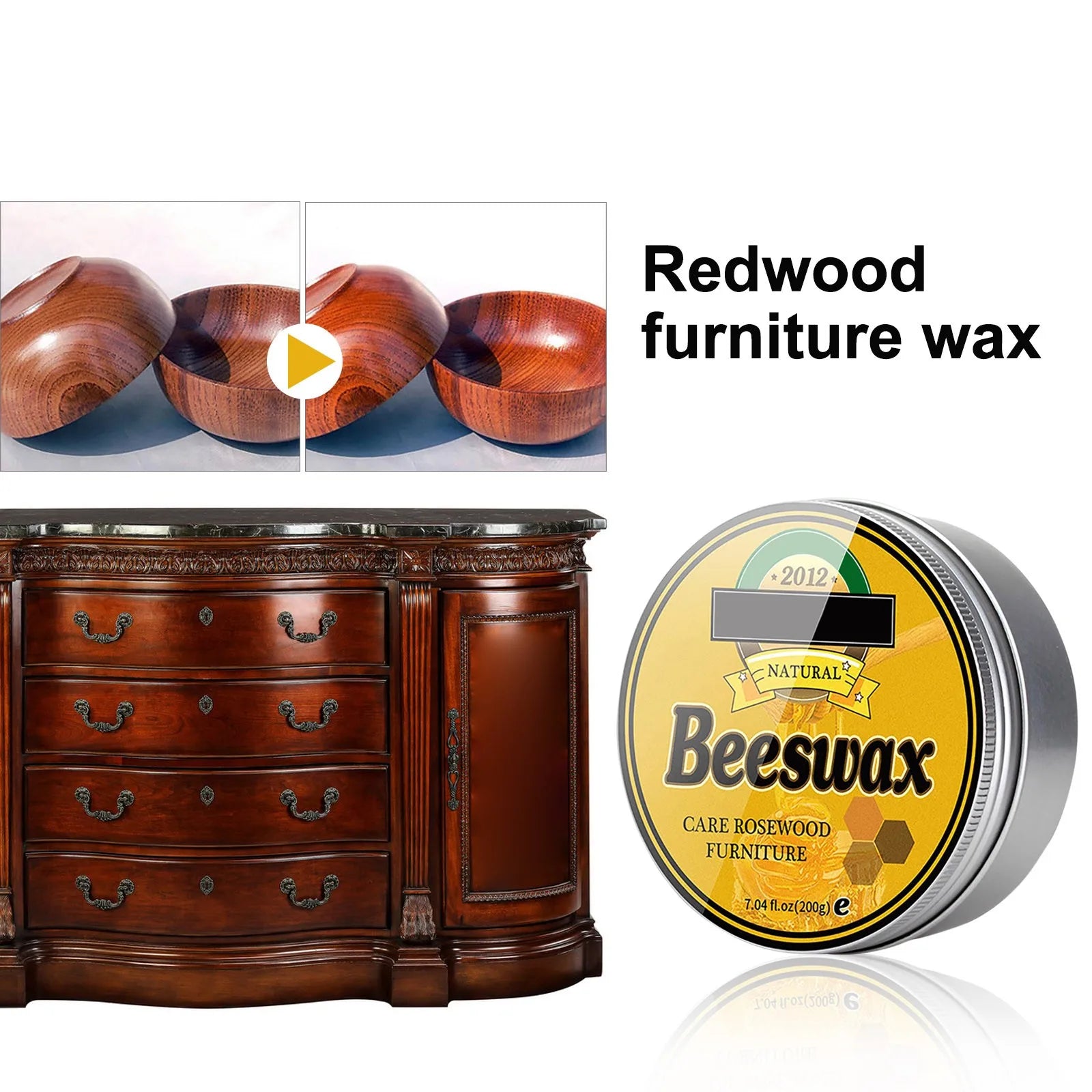 Furniture Polishing Beeswax Natural Wood Seasoning Beeswax Polishing Beewax Waterproof Wood Wax Polish Wooden Floor Care Bee Wax Peaceful Pleasures Health and Wellness YELLOW