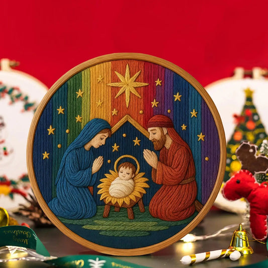 Nativity Christmas Embroidery Kit for Beginners | Holiday Craft Embroidery Craft Kit Peaceful Pleasures Health and Wellness China Mainland