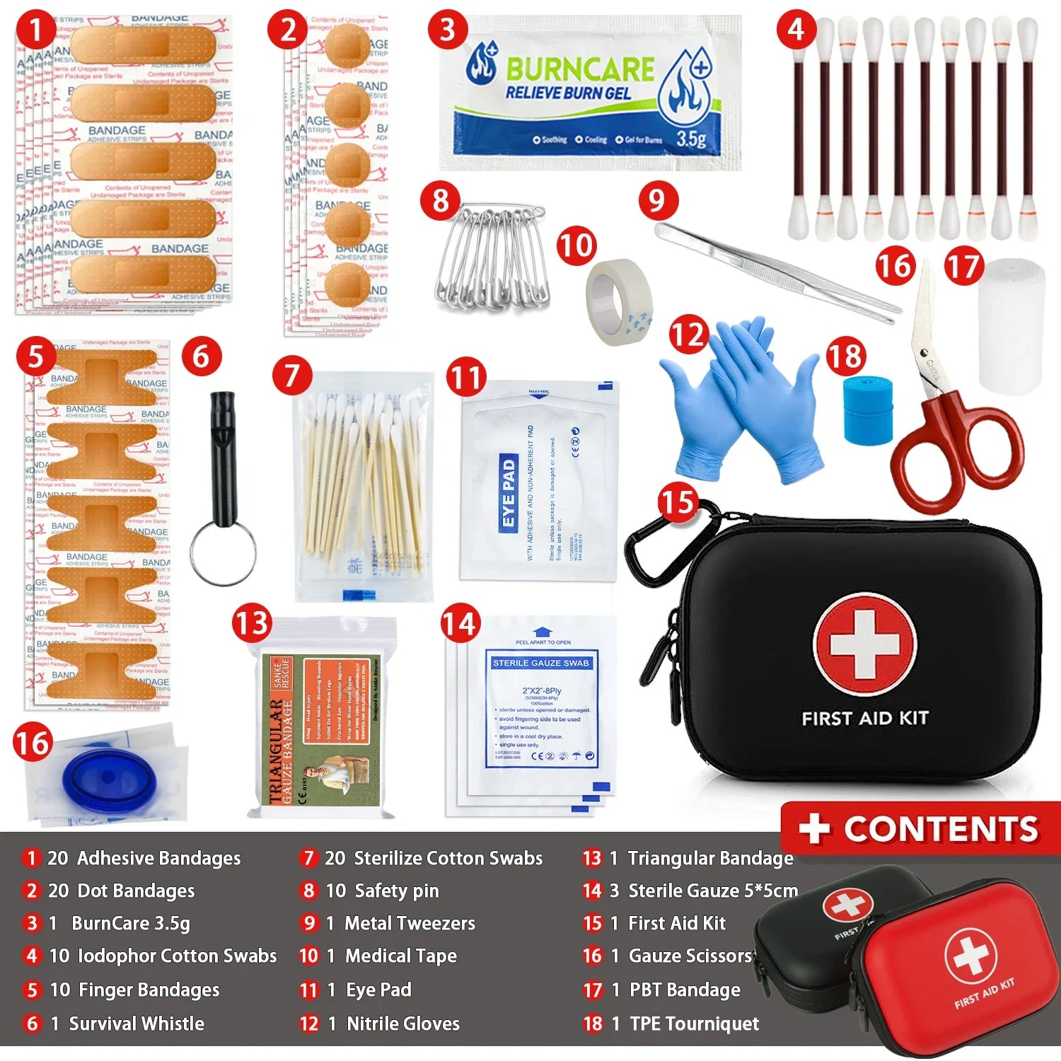 First Aid Kit Multi-purpose Emergency Medical Portable Medical Bag Outdoor Multi-functional Home Emergency edc Camping Hiking Peaceful Pleasures Health and Wellness Black full suit