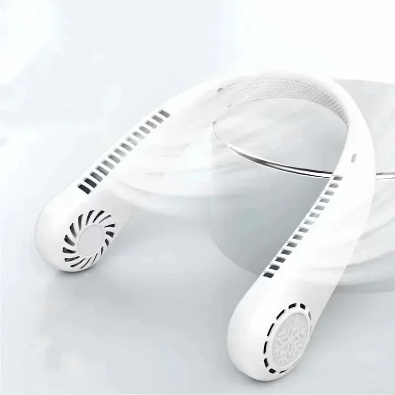 2025 1200mAh New Mini Neck Mounted Fan Portable Bladeless Neck Rechargeable Air Cooler 3 Speed Mini Summer Sports Fan Outd Peaceful Pleasures Health and Wellness WHITE