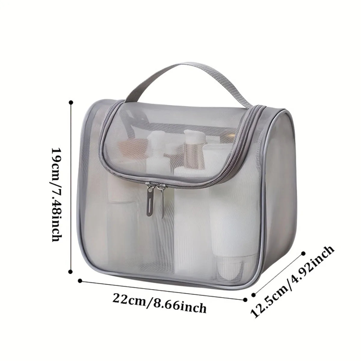 Transparent Mesh Cosmetic Bag – Travel Toiletry Organizer