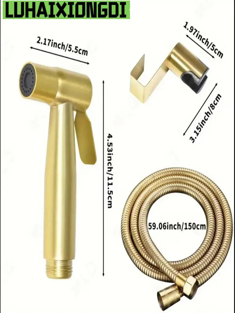 Golden Handheld Bidet Sprayer Set | Stainless Steel 59" Hose
