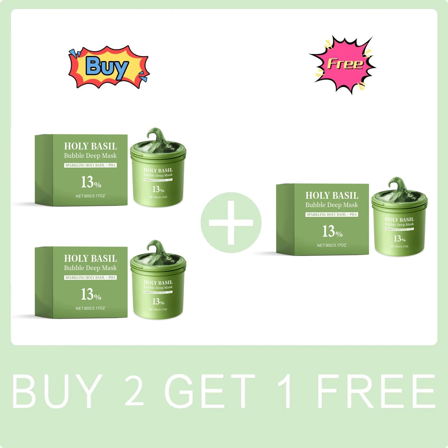 Holy Basil Bubble Mud Mask Gentle Cleaning Pore Blackheads Removal Acne Oil Control Exfoliating Hydrating Skin Rejuvenation Care Peaceful Pleasures Health and Wellness Buy 2 Get 1 Free