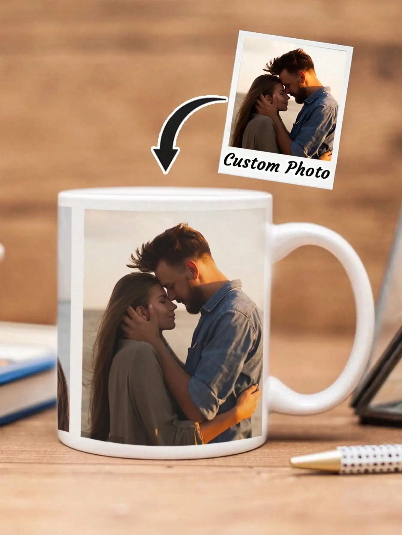 1pc Custom Photo Mug Personalized Coffee Mug with Photo Unique Gift for Anniversary Valentine's Housewarming Mother's Day Peaceful Pleasures Health and Wellness