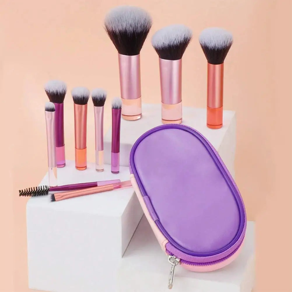 10pcs Makeup Brushes Set With Storage Bag Portable Outdoor Travel Set Eyeshadow Foundation Blush Blender Concealer Beauty Makeup Peaceful Pleasures Health and Wellness