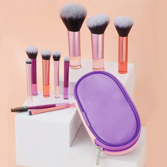10pcs Makeup Brushes Set With Storage Bag Portable Outdoor Travel Set Eyeshadow Foundation Blush Blender Concealer Beauty Makeup Peaceful Pleasures Health and Wellness