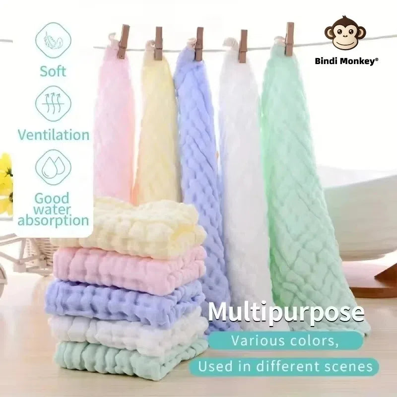 5 pieces of small square towel Soft and comfortable absorbent children's towel Green spring square kindergarten hand towel face Peaceful Pleasures Health and Wellness