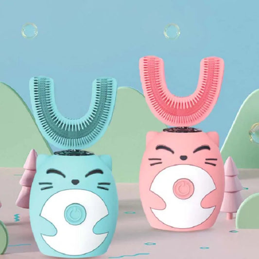 Cartoon Little Dinosaur U-Shaped Sonic Electric Toothbrush for Kids Three-Speed Adjustment Soft Food-Grade Silicone Peaceful Pleasures Health and Wellness