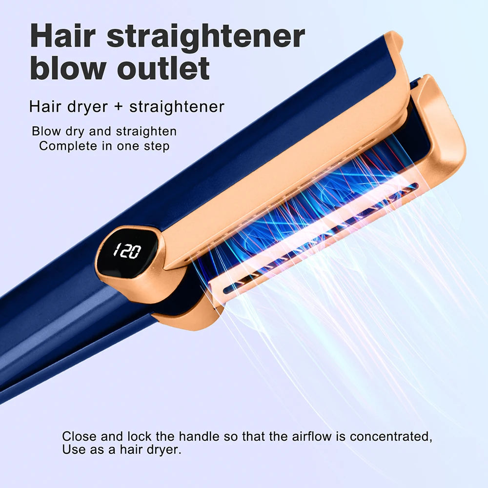 2 in 1 Professional Hair Straightener Hair Dryer Wet & Dry Air Styling Flat Iron Negative Ion Iron Hair Straightener 220V Peaceful Pleasures Health and Wellness