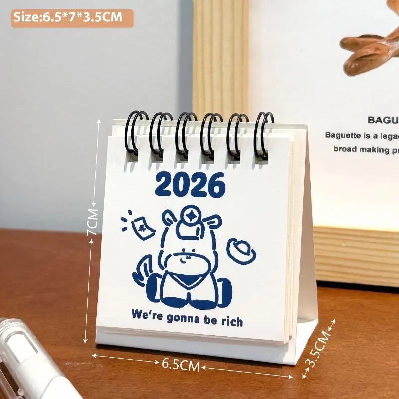 2026 Horse Year Mini Desk Calendar – Cartoon Coil Planner