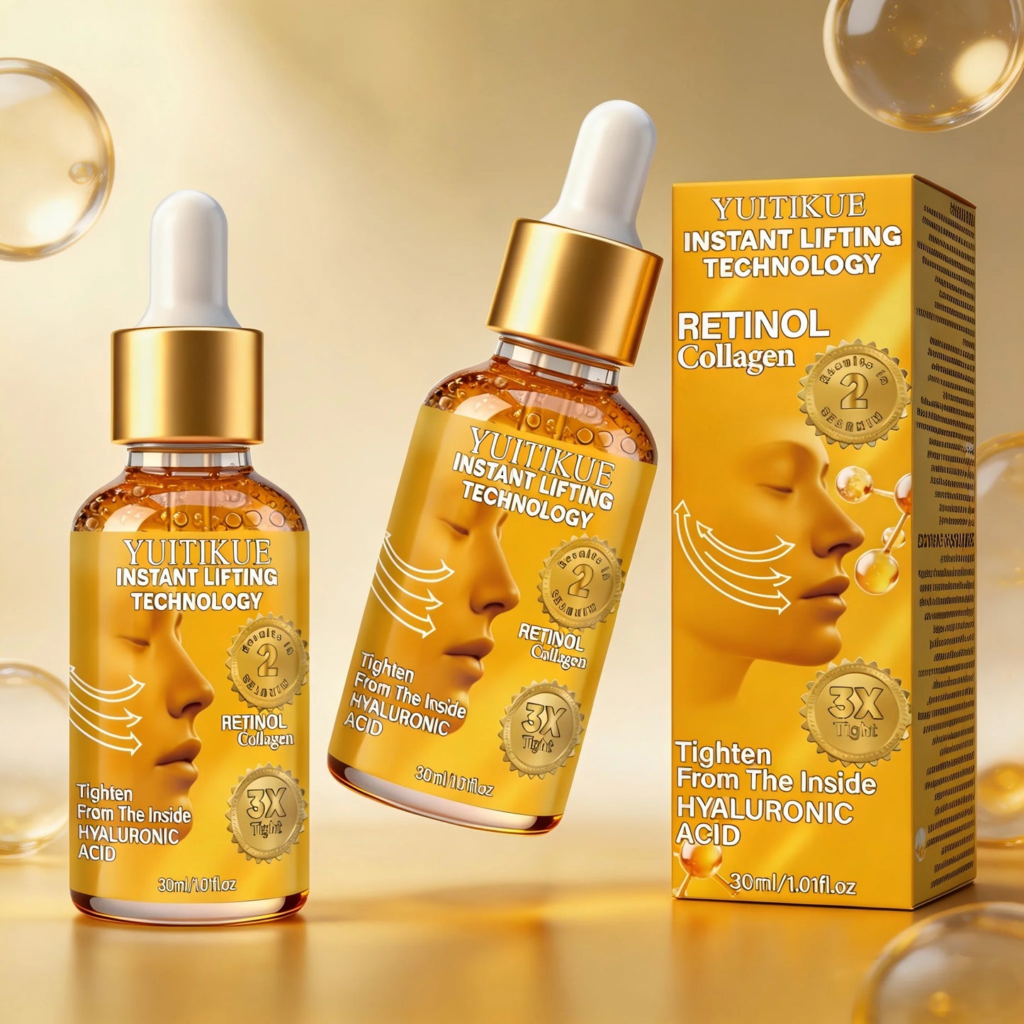 YUITIKUE Retinol Collagen Lifting Serum 30ml Instant Tightening with Hyaluronic Acid for Firm, Youthful Skin Peaceful Pleasures Health and Wellness 2pc
