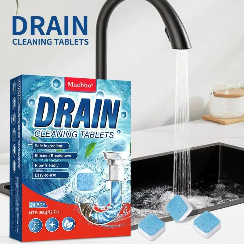 24-Pack Drain Cleaning Tablets | Sink, Shower & Bathtub Unclogger