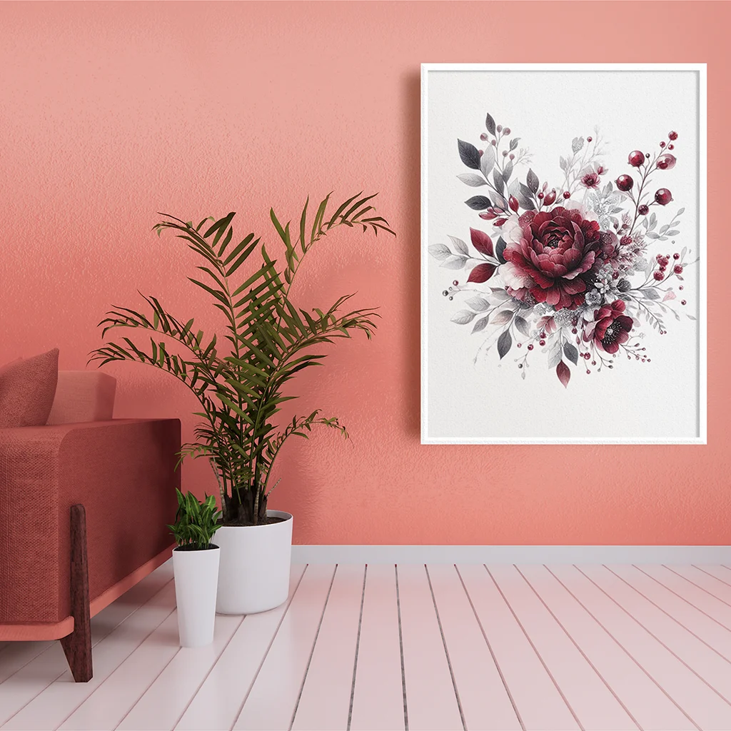 Nordic Rose Botanical Canvas Wall Art | Minimalist Floral Print Botanical Canvas Print Peaceful Pleasures Health and Wellness