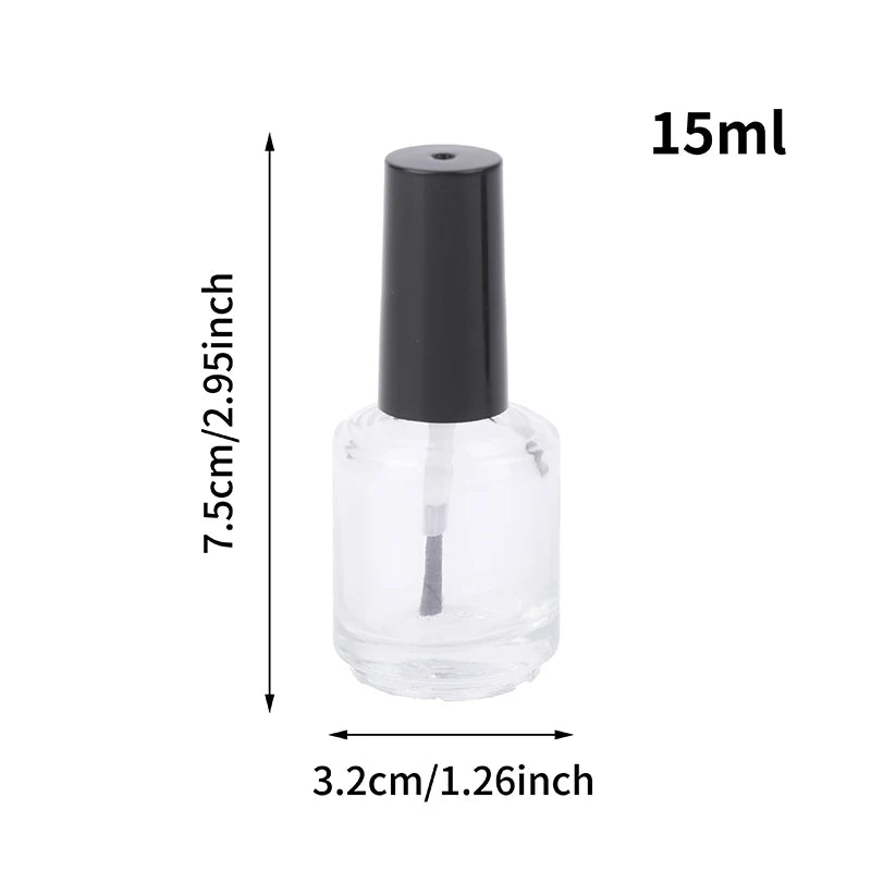 15ml Empty Glass Nail Polish Bottle with Lid & Brush