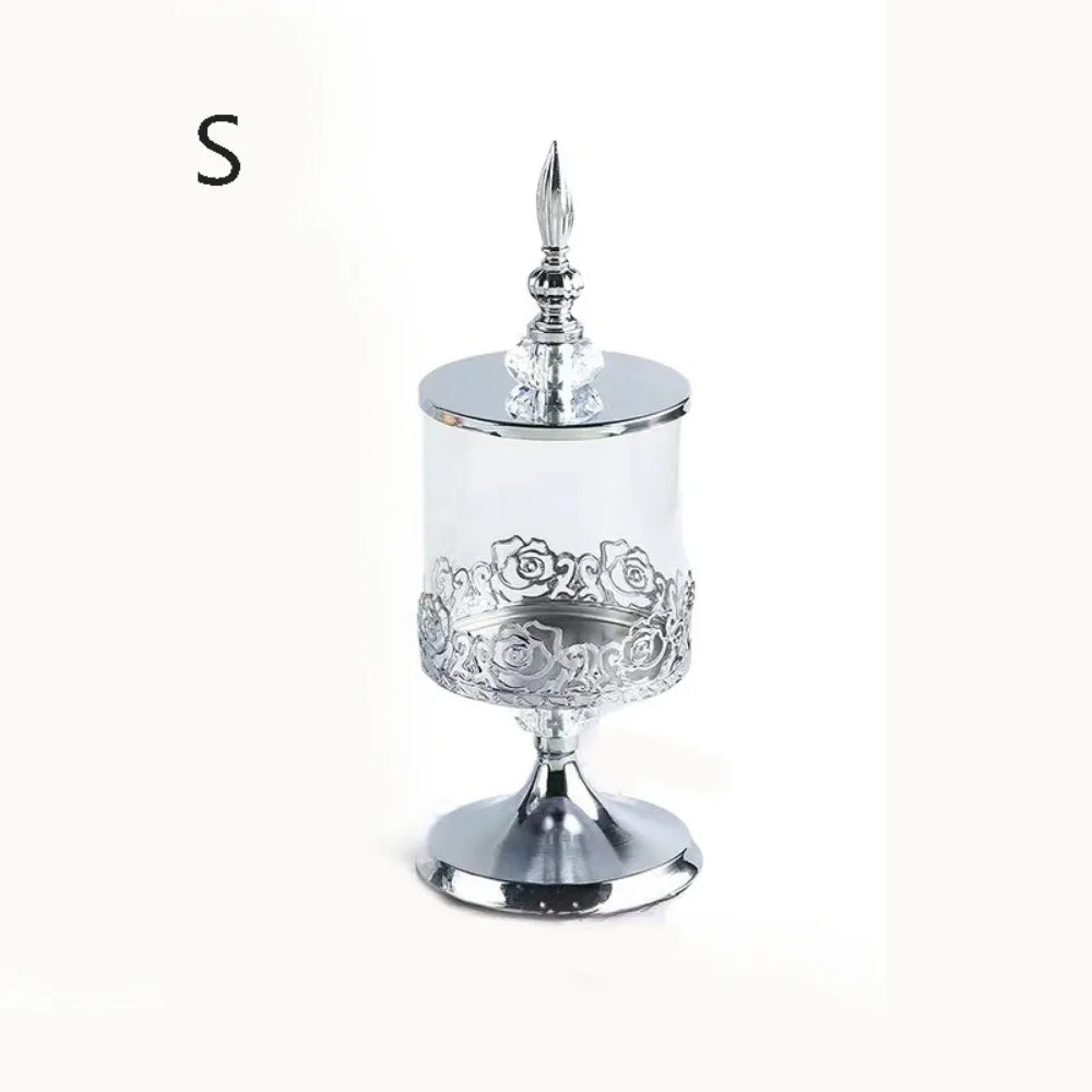 European Crystal Glass Candy Jar | Gold-Plated Lid Home Decor