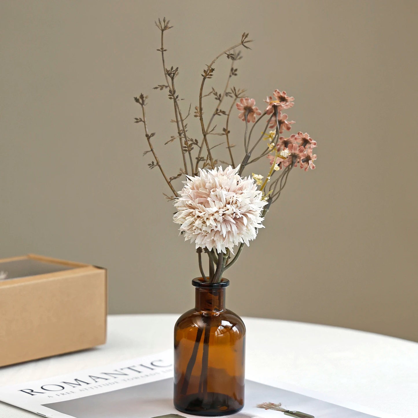 Artificial Silk Peony Bouquet with Vase & Gift Box | Home Decor