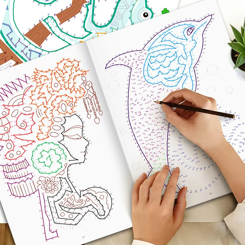 32 Pages Extreme Dot Coloring Book Kids Adults Connect Dots Puzzle