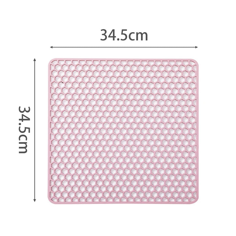 Silicone Drain Mat Heat Insulated Pad Kitchen Sink Protector Hollow Sink Mat Countertop Mats Kitchen Protection Countertop Mats Peaceful Pleasures Health and Wellness C pink 34.5cm silicone