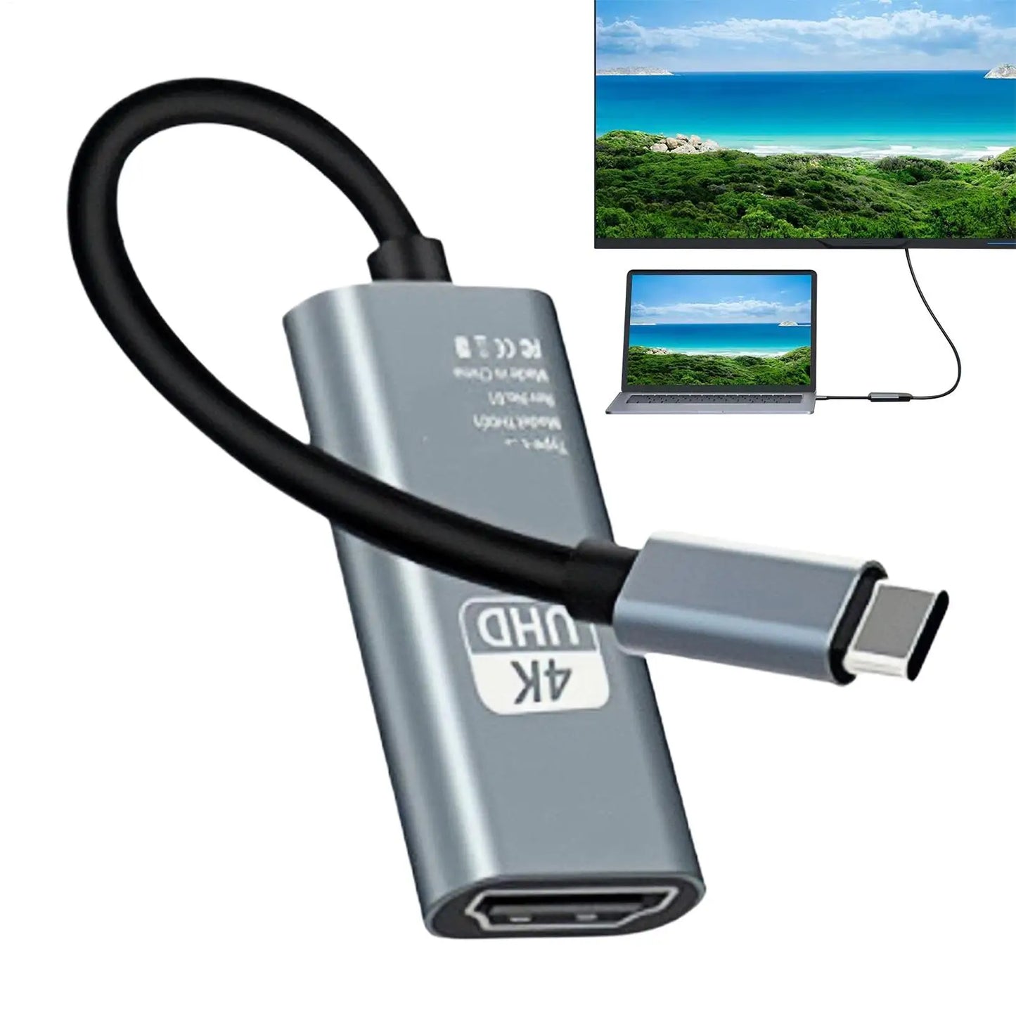 4K30Hz USB-C DisplayPort to HDMI Cable for Laptop & TV