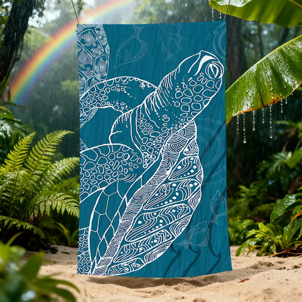 Sea Turtle Quick-Dry Beach Towel | Soft Pool & Travel Towel Quick-Dry Beach Towel Peaceful Pleasures Health and Wellness