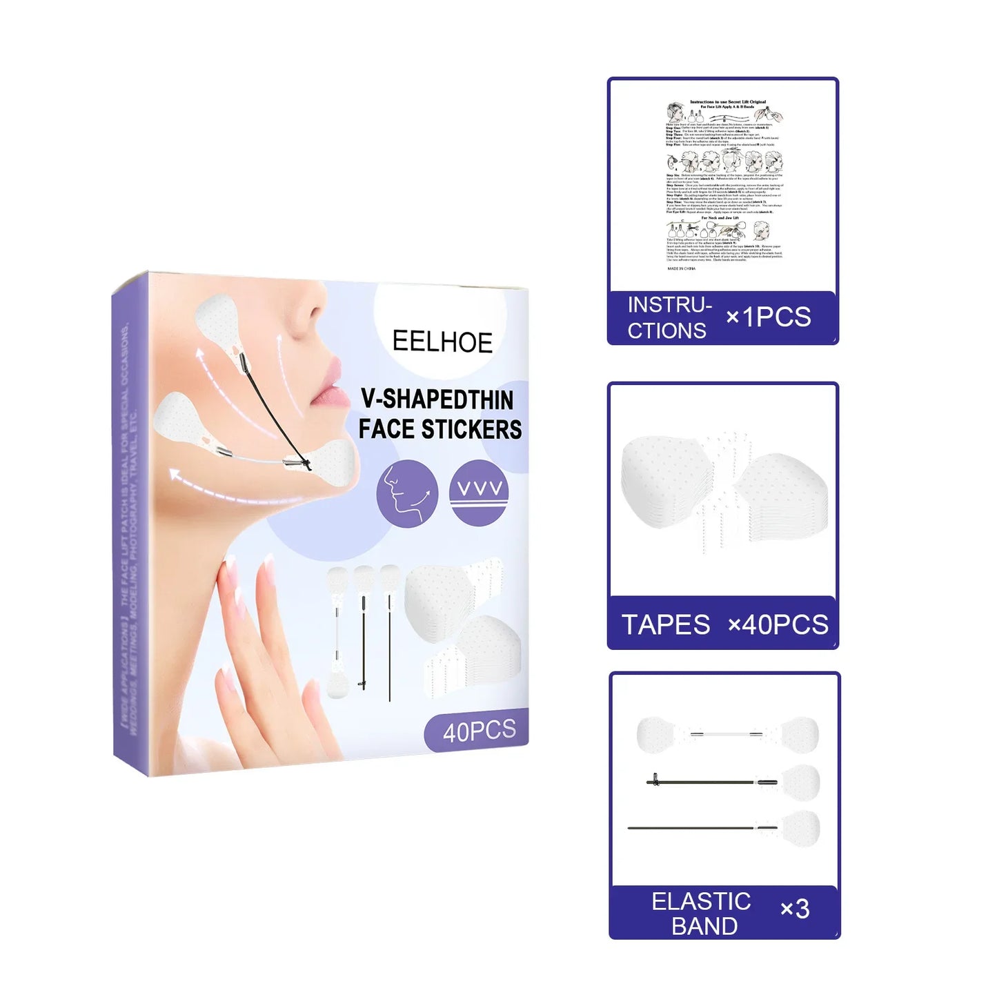 EELHOE Face Lifting Stickers – V-Shape Skin Tightening 40 PCS