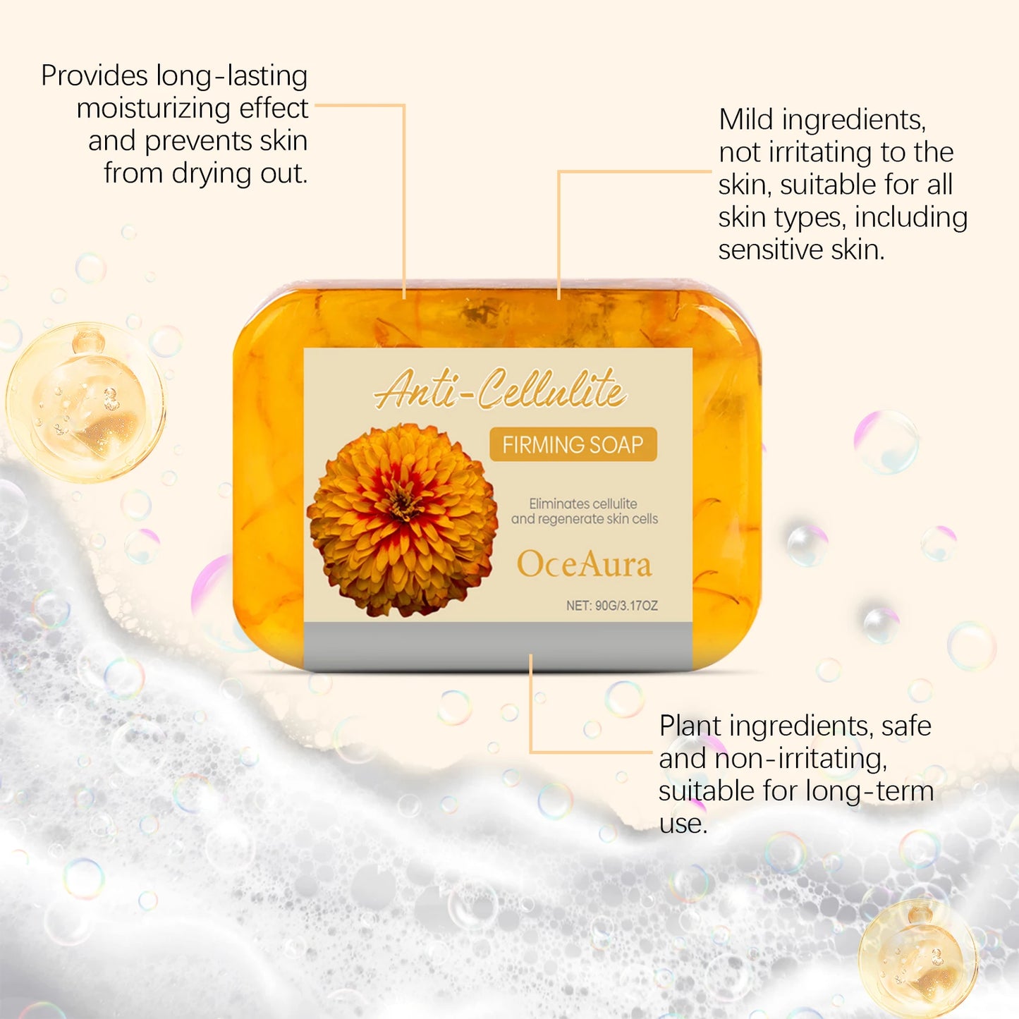 OceAura NMN Firming Body Soap Bar | Shea Butter & Glycerin 90g