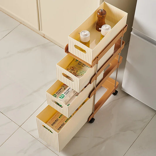 Space Saving Pull Out Mobile Drawer Under Desk Slim Trolley No Assembly Required Snack Toy Storage Cabinet for Home Peaceful Pleasures Health and Wellness