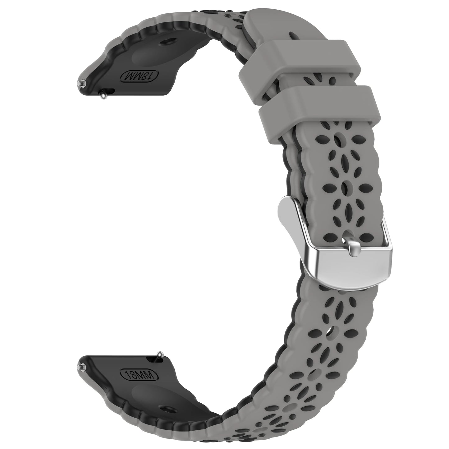 Silicone Watch Band 18mm 20mm – Huawei Samsung Garmin Strap Peaceful Pleasures Health and Wellness Grey Black 20 MM
