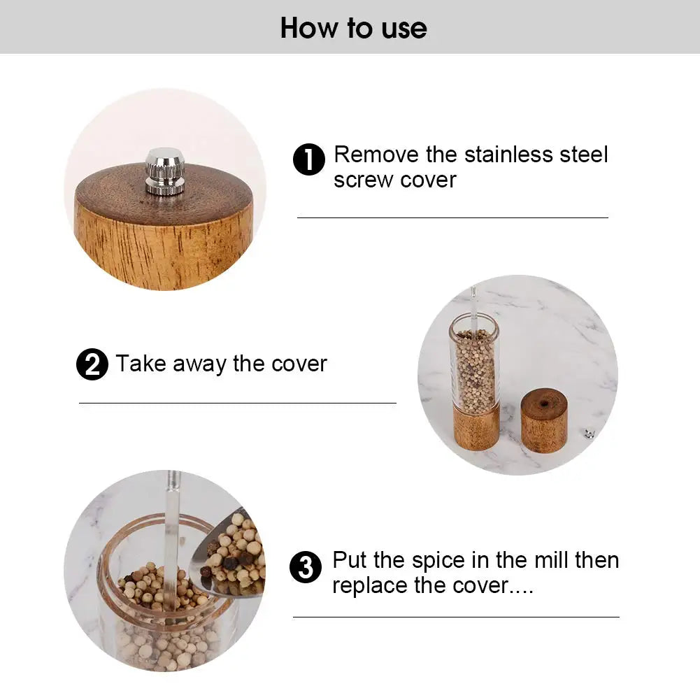 Leeseph 8inch Salt and Pepper Grinder Set of 2, Adjustable Coarseness and Cleaning Brush, Perfect for Modern Kitchens Peaceful Pleasures Health and Wellness